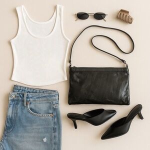 Vintage EL-ELEGANCE Black Glossy Shoulder Bag